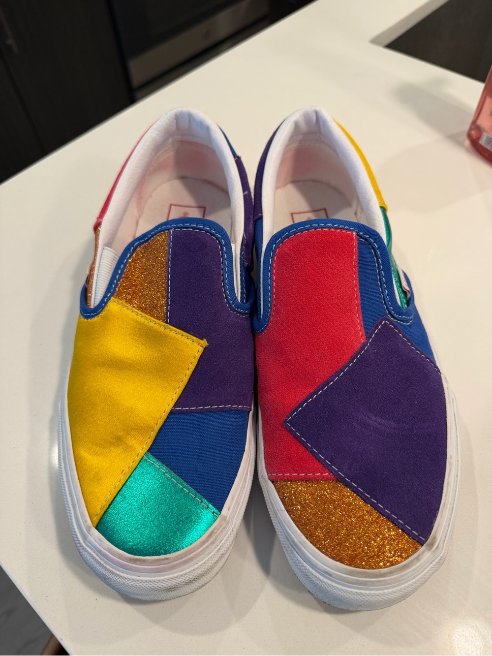 Women’s Multicolor Vans Patchwork Slip-On Shoes Size 9
